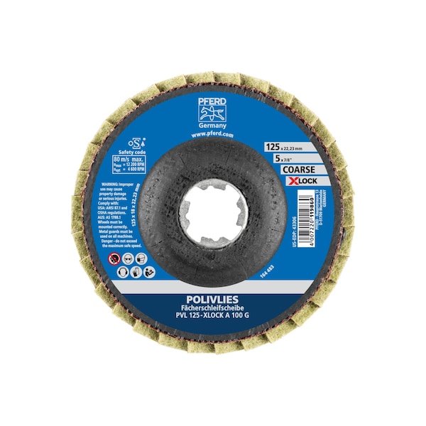 5 POLIVLIES AO Non-Woven Flap Disc - 7/8 X-LOCK - Coarse Grade 5PK